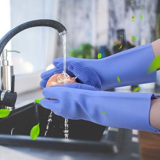 Silicon Washing Gloves High Quality Big Size - Household Accessory Designed For Cleaning And Washing Routine (Random Color)