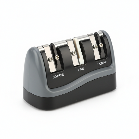 3 Stage Kitchen Knife Sharpener – Manual Knife Sharpening Tool with Non-Slip Base