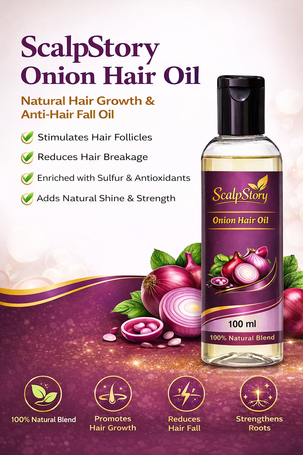 Natural Onion Hair Oil – Hair Strength & Shine