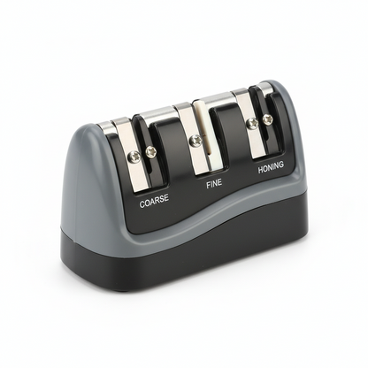 3 Stage Kitchen Knife Sharpener – Manual Knife Sharpening Tool with Non-Slip Base