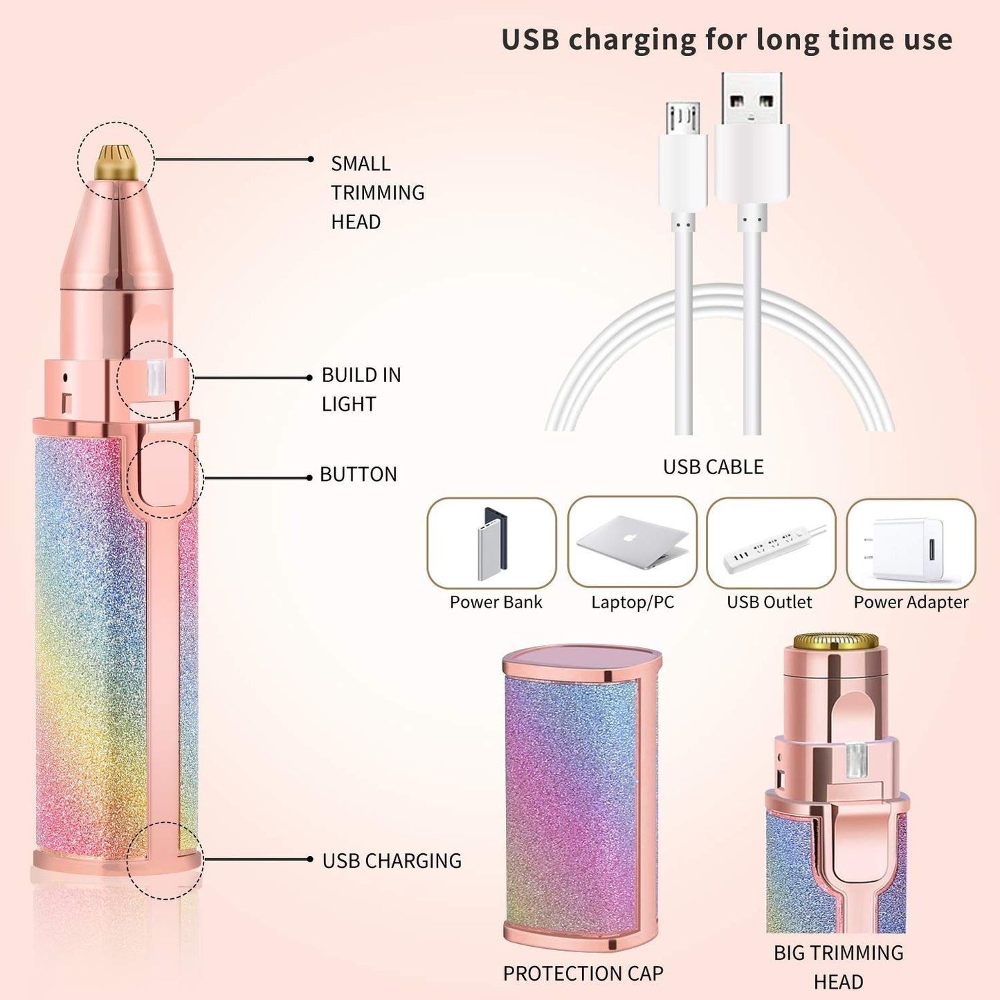 Flawless Eyebrow Trimmer 2-in-1 – Rechargeable Facial Hair Remover