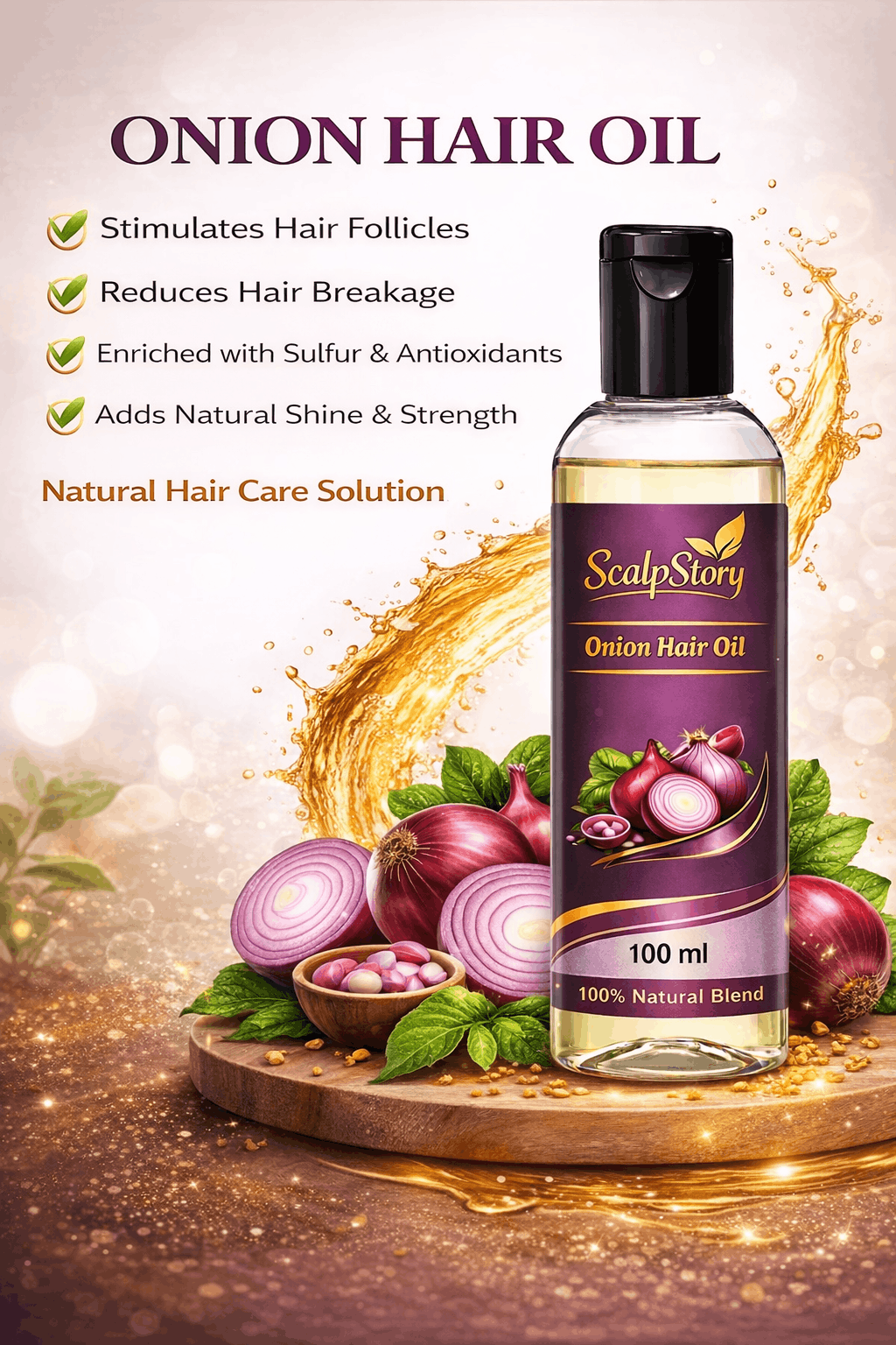 Natural Onion Hair Oil – Hair Strength & Shine