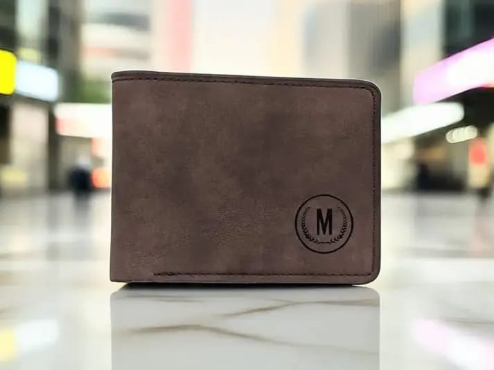 M Men's Premium Leather Wallet – Slim Bifold Card Holder & Cash Wallet | Deal Offer - Black