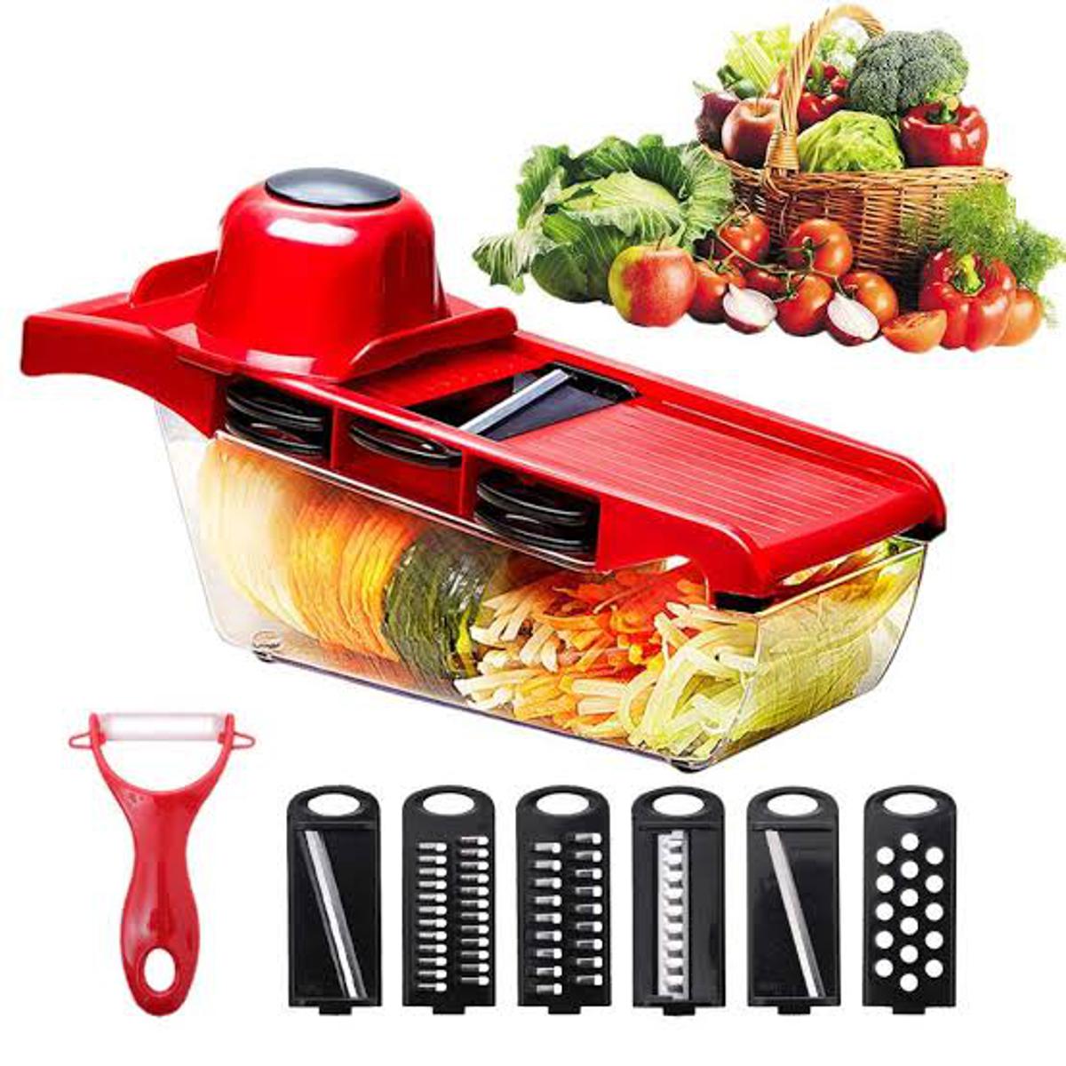 10-in-1 Mandoline Vegetable Slicer & Cutter with Stainless Steel Blades (Pink)