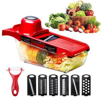 10-in-1 Mandoline Vegetable Slicer & Cutter with Stainless Steel Blades (Pink)