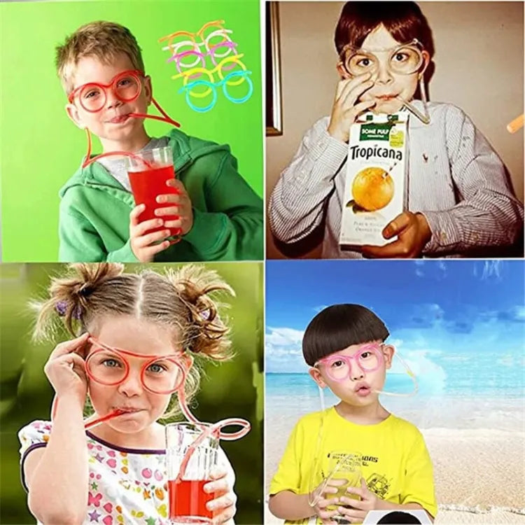 Funny Silly Straw Glasses – Creative Drinking Straw Eyewear (Random Color)