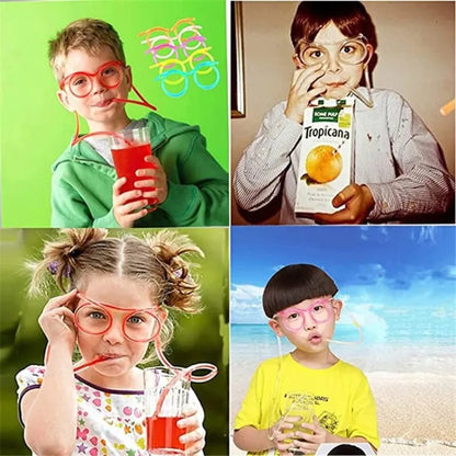 Funny Silly Straw Glasses – Creative Drinking Straw Eyewear (Random Color)