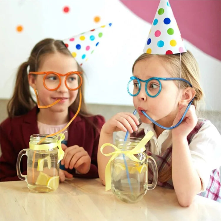 Funny Silly Straw Glasses – Creative Drinking Straw Eyewear (Random Color)