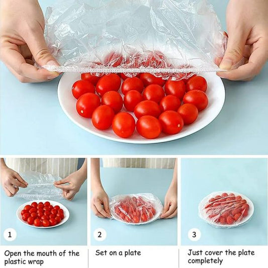 100 PCS Disposable Food Cover Plastic Bags Transparent Fresh Food Storage And Wrap Bags