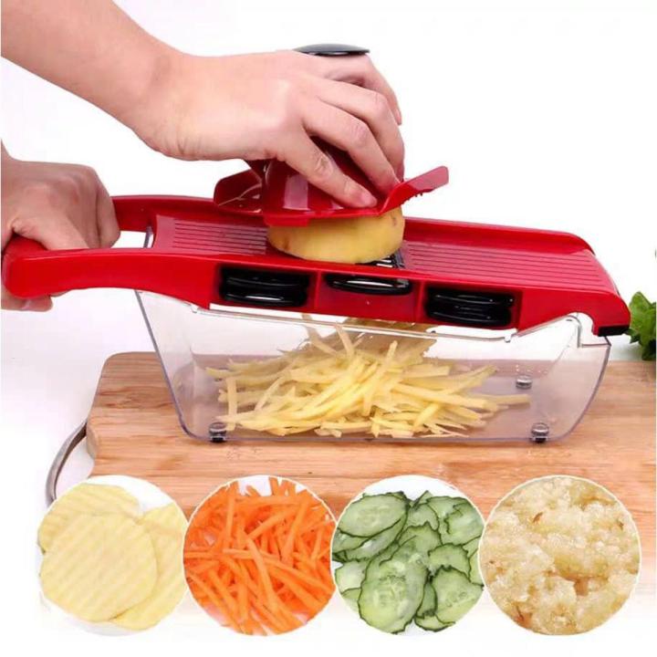 10-in-1 Mandoline Vegetable Slicer & Cutter with Stainless Steel Blades (Pink)