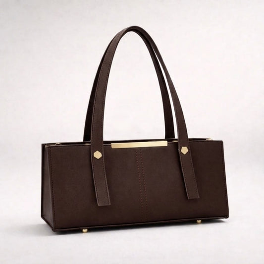 Grace Line Structured PU Leather Tote Bag for Women