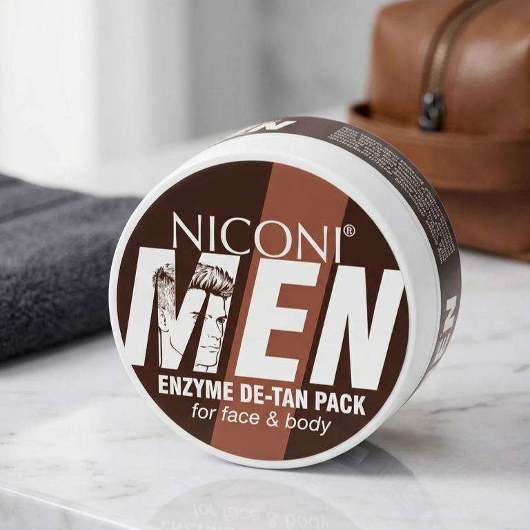 NICONI MEN Enzyme De-Tan Pack for Face & Body – Tan Removal & Skin Care Pack 120gm
