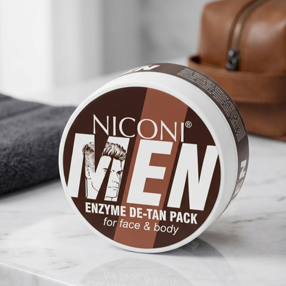 NICONI MEN Enzyme De-Tan Pack for Face & Body – Tan Removal & Skin Care Pack 120gm