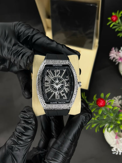 Denvosi Luxury Diamond Studded Strap Men’s Watch Elegant Durable Stylish Premium Choice For Parties Daily Wear And Special Occasions | Black