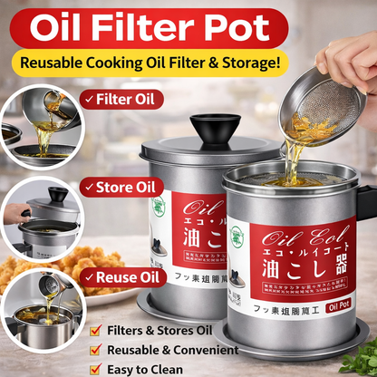 1.4L Oil Filter Pot – Stainless Steel Oil Strainer Container