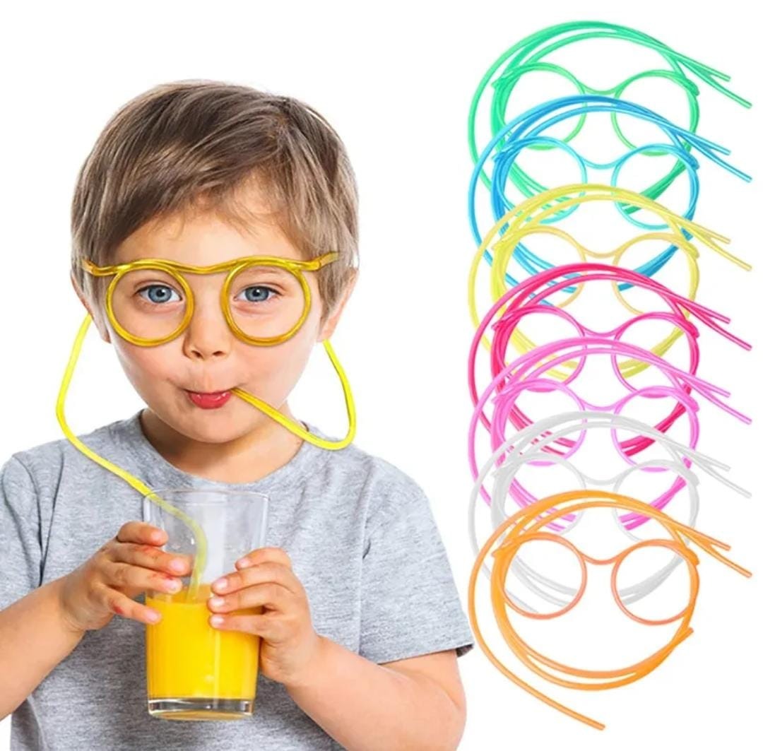 Funny Silly Straw Glasses – Creative Drinking Straw Eyewear (Random Color)