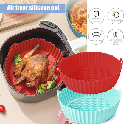 Air Fryer Silicone Liner | 1pc | Food-Safe Non-Stick | Reusable Basket & Oven Accessory (Random Colour)