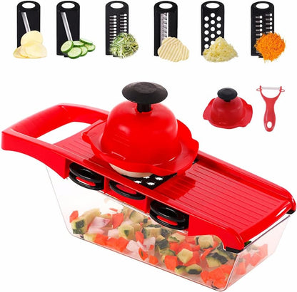 10-in-1 Mandoline Vegetable Slicer & Cutter with Stainless Steel Blades (Pink)