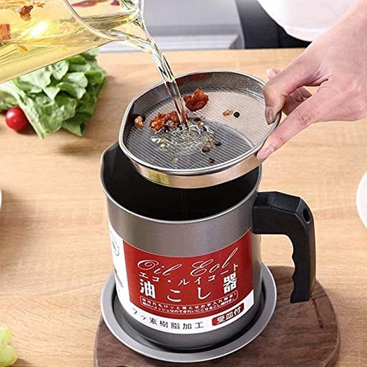 1.4L Oil Filter Pot – Stainless Steel Oil Strainer Container