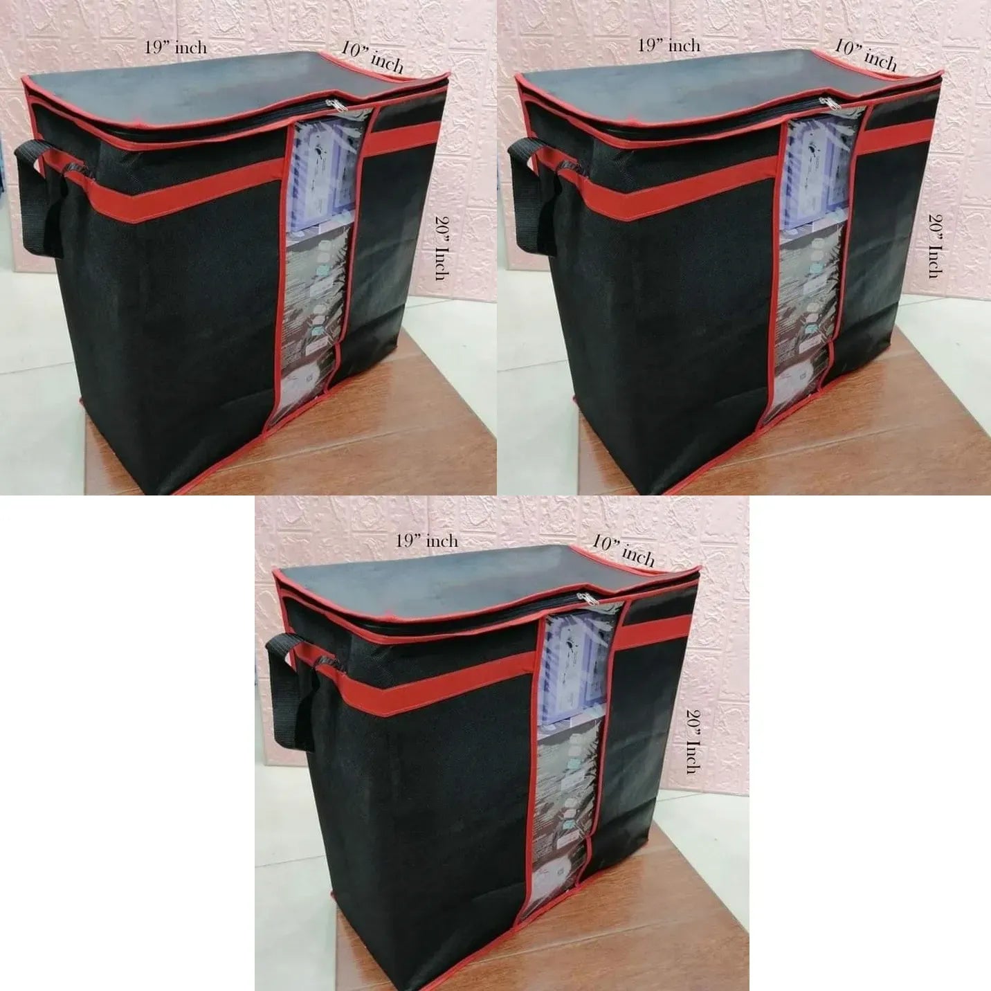 LARGE Storage Bag organizers | Clothes Blanket Large Folding Boxes Storage Box | Foldable Containers Clothing Bedding Double Zipper - Pack of 1