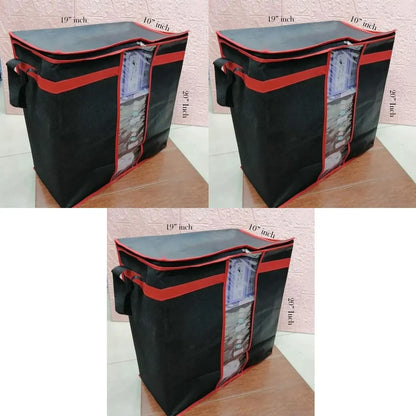 LARGE Storage Bag organizers | Clothes Blanket Large Folding Boxes Storage Box | Foldable Containers Clothing Bedding Double Zipper - Pack of 1