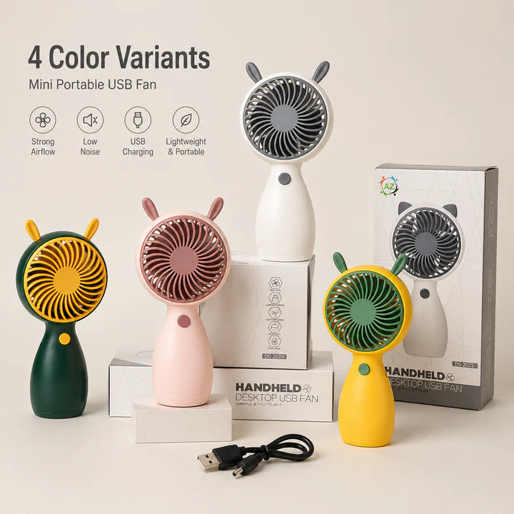 Portable USB Rechargeable Mini Handheld Fan – Personal Cooling Fan (Random Color)