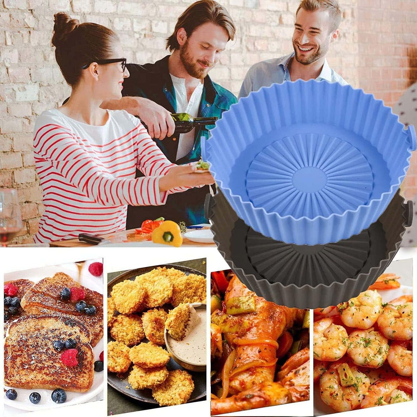 Air Fryer Silicone Liner | 1pc | Food-Safe Non-Stick | Reusable Basket & Oven Accessory (Random Colour)